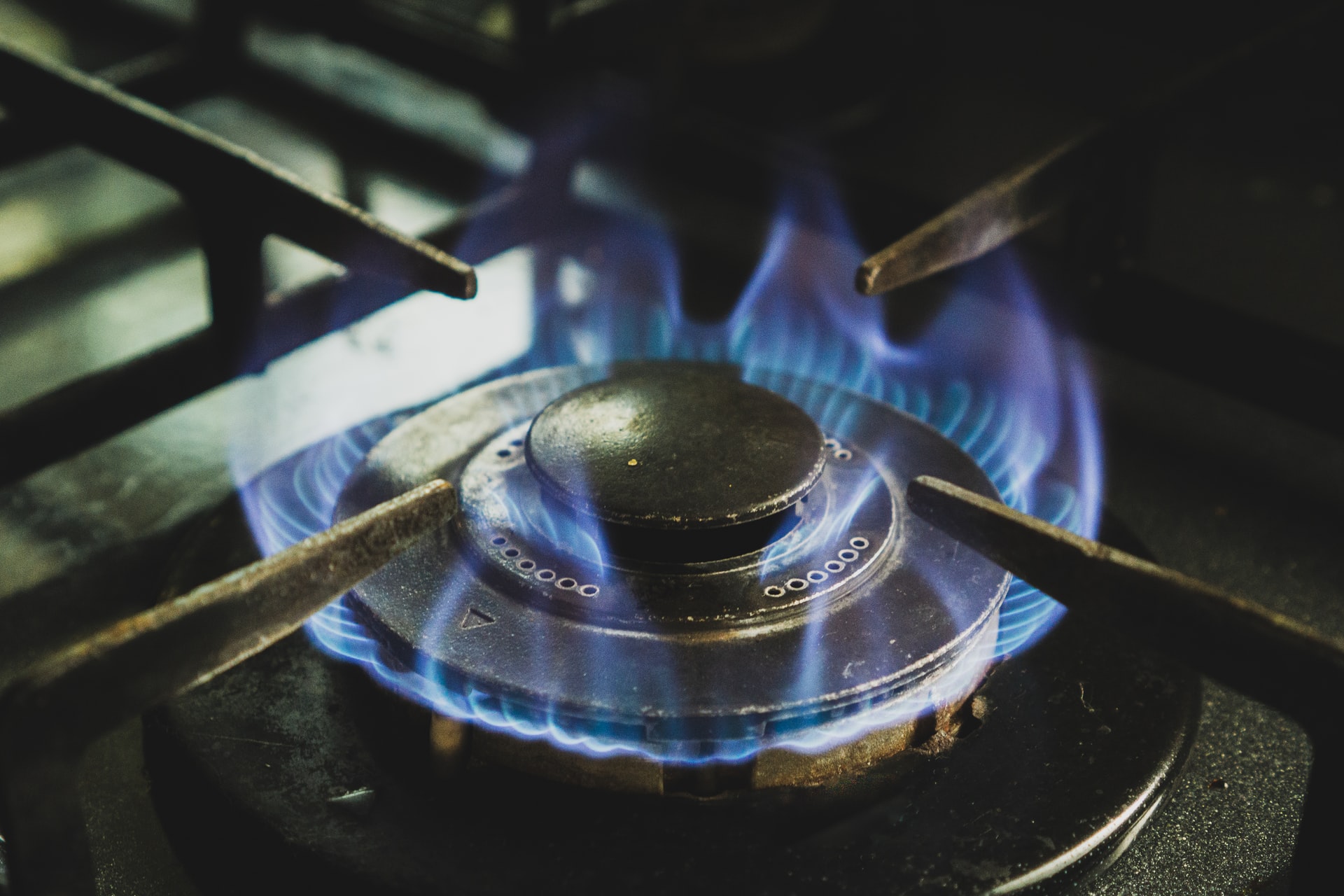 Black and white gas stove