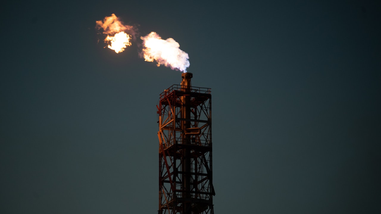 Fire coming out of an industrial chimney