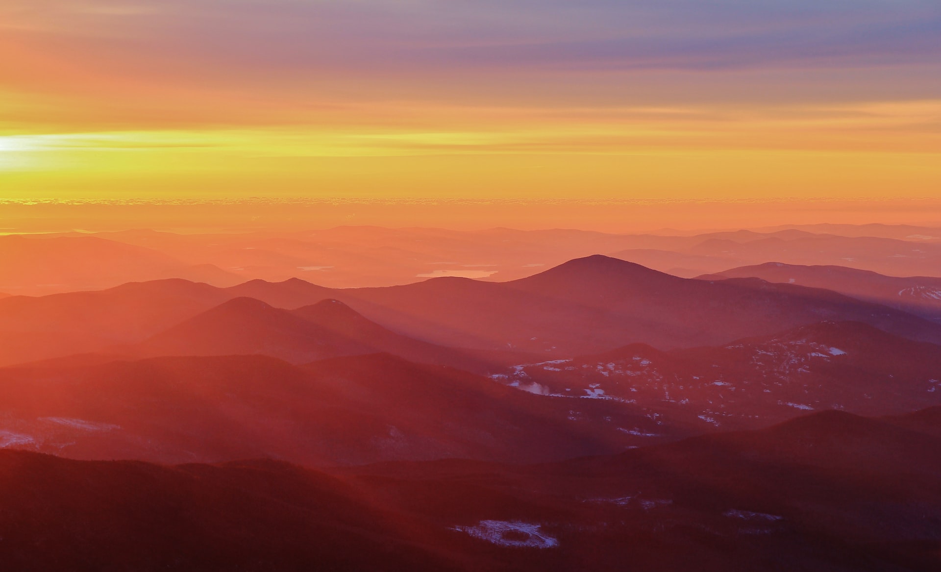 Landscape image of mountains and nature at sunset