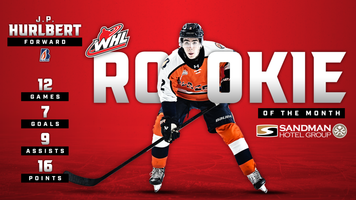 2026 NHL Draft-eligible prospect Hurlbert named Sandman WHL Rookie of the Month for January