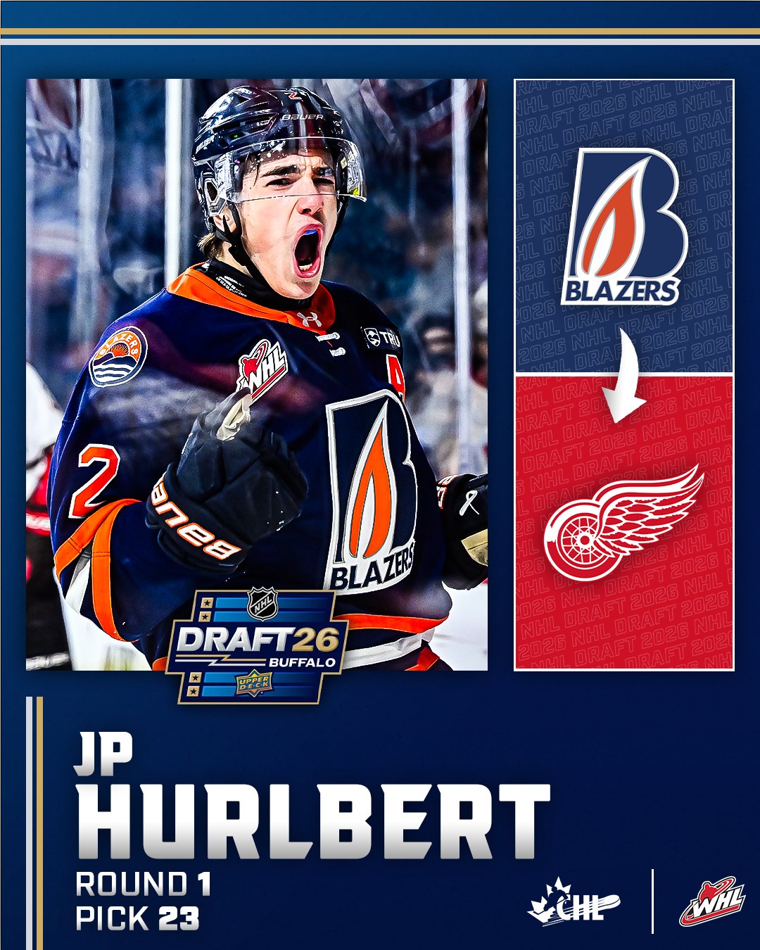 JP HURLBERT SELECTED IN 1ST ROUND OF NHL DRAFT