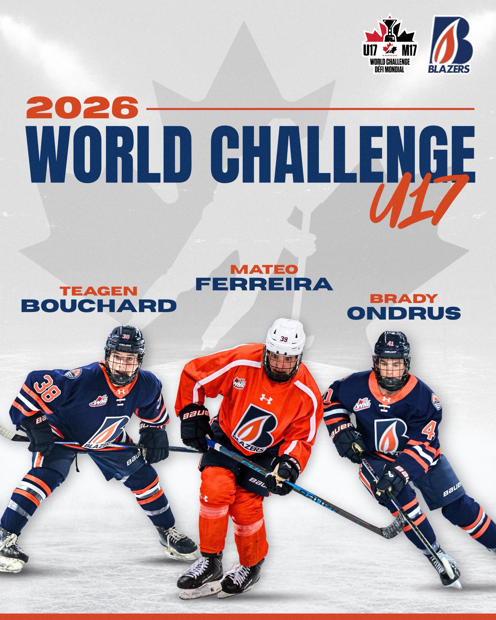 THREE BLAZERS TO ATTEND HOCKEY CANADA UNDER-17 CAMP